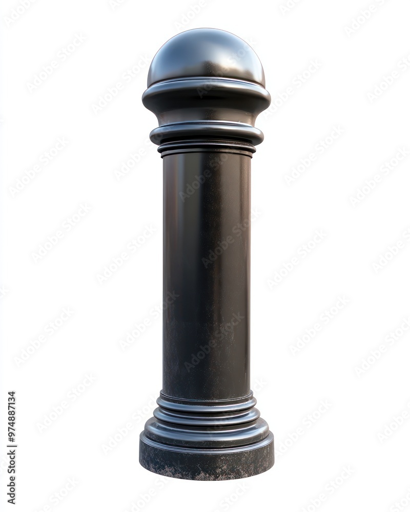 Street bollard isolate on white background, urban protection,