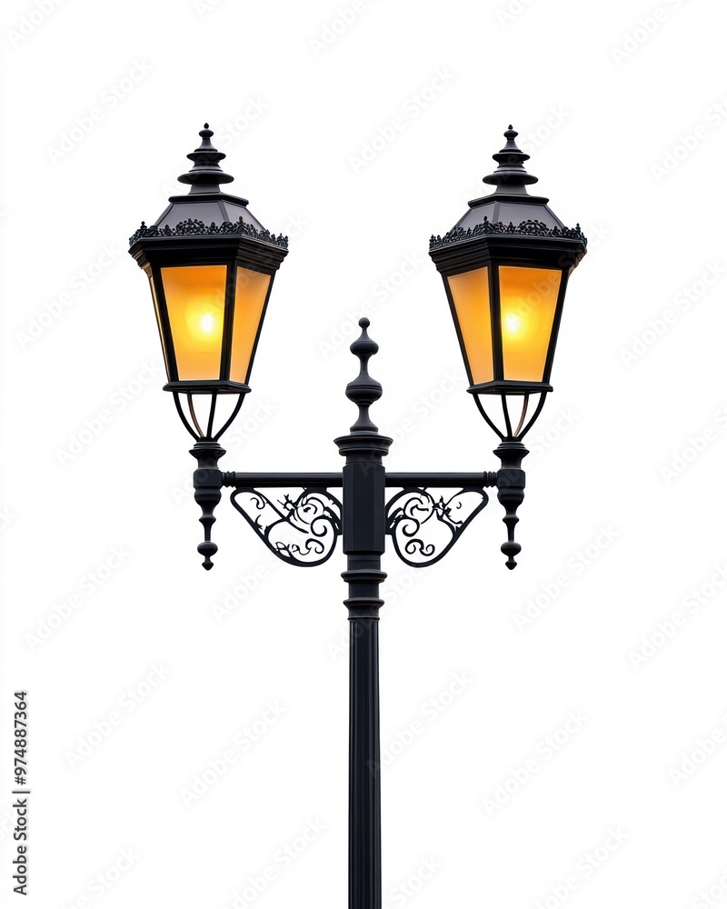 Street lamp isolate on white background, classic design, Street lamp isolate on white background, classic design,