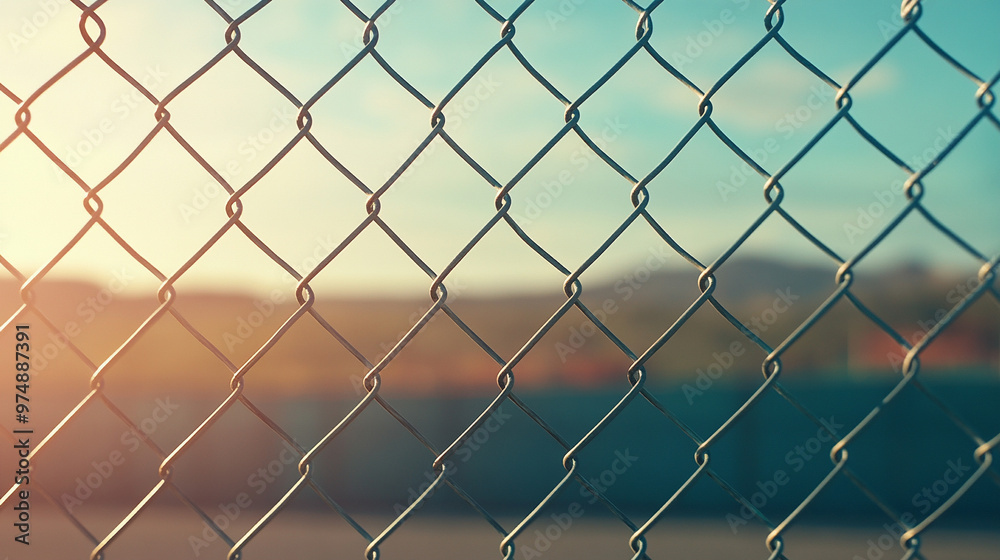chain-link fence stands out against a softly blurred background, symbolizing boundaries, separation, and the contrast between freedom and confinement chain-link fence stands out against a softly blurred background, symbolizing boundaries, separation, and the contrast between freedom and confinement