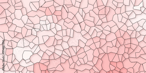 Abstract blight pink broken stained-glass background with black line. geometric seamless pattern with 3d shapes triangle background. colorful low poly crystal mosaic and tiles background pattern.