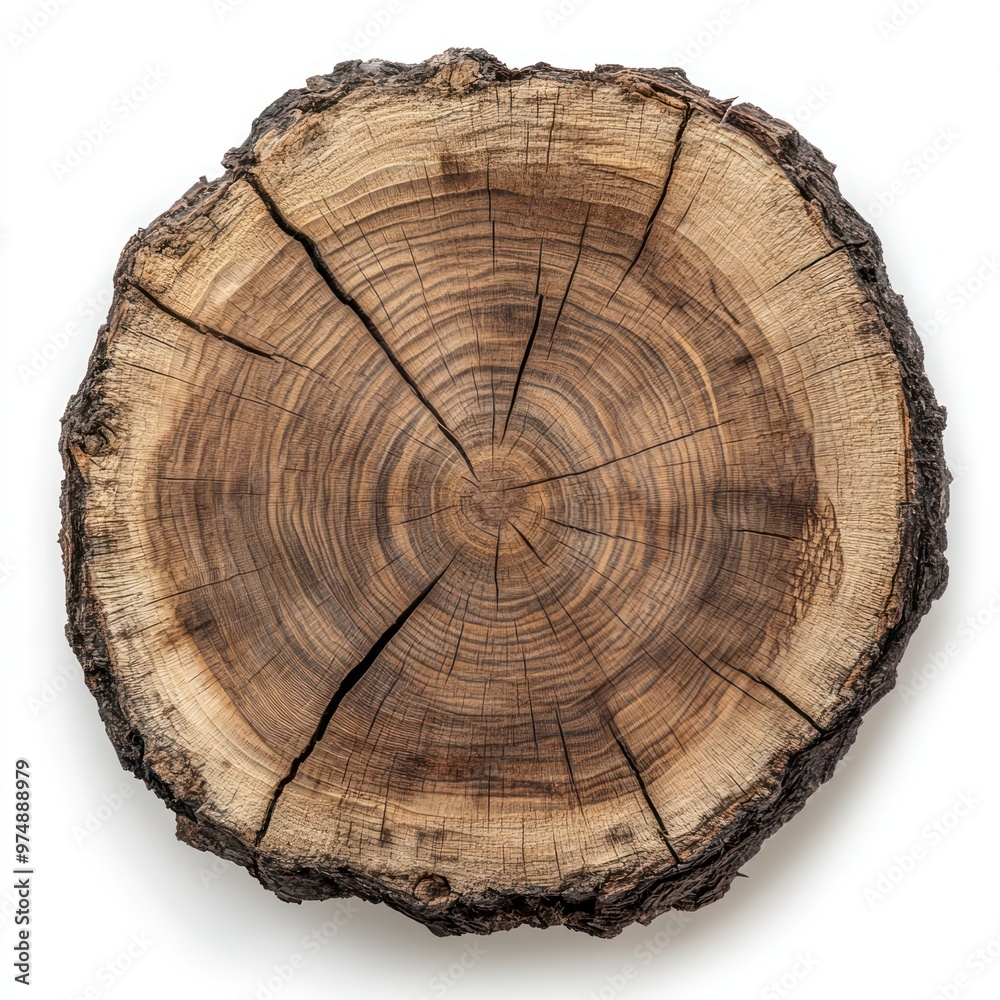 Fototapeta premium Tree stump isolate on white background, rings exposed,