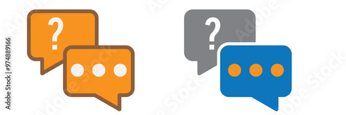 Question mark icon set. Bubble question icon, FAQ questions symbol on a white background.