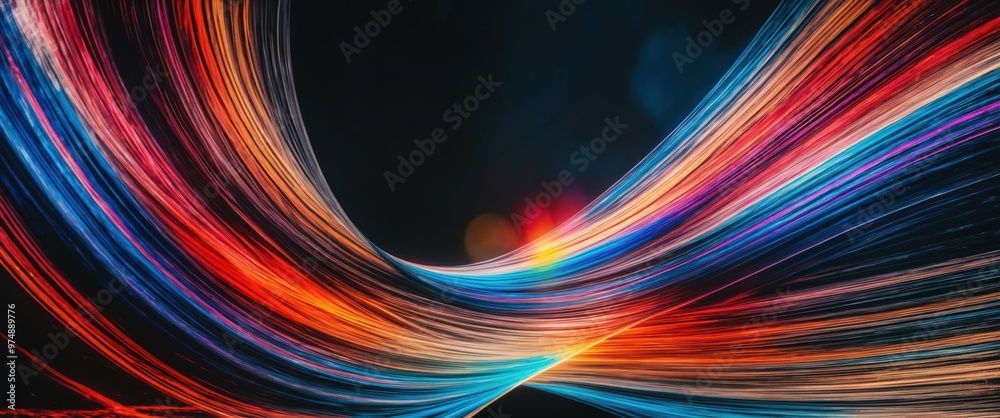 Fototapeta premium Vibrant abstract swirl of colors and light showcasing dynamic motion and energy, perfect for backgrounds in creative and technological contexts.