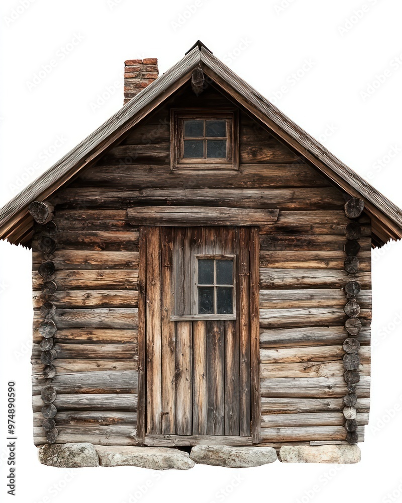 Wooden cabin isolate on white background, rustic feel, Wooden cabin isolate on white background, rustic feel,
