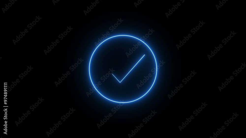 Verified tick glowing brightly with neon symbol. Verified or correct symbol. Check mark or tick mark. Verified tick glowing brightly with neon symbol. Verified or correct symbol. Check mark or tick mark.
