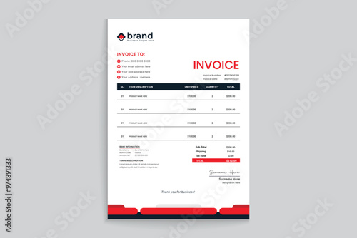 Red color invoice design