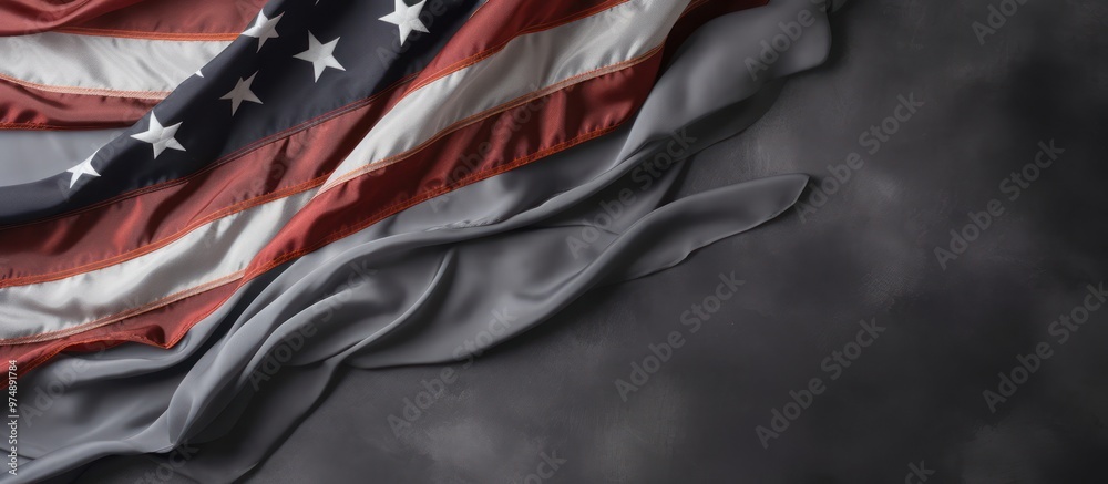 Obraz premium American Flag Draped on Gray Background