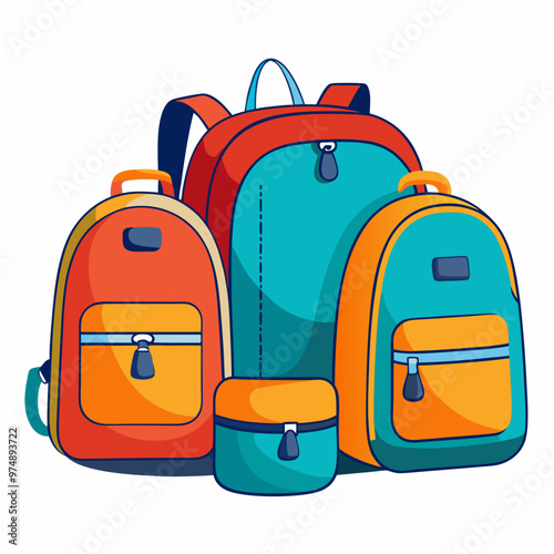 Backpacks vector on white background