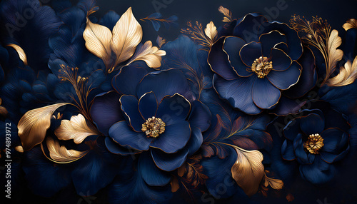 Dark, Moody Floral Background with Gold Accents for a Gala