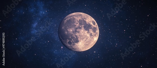 Luminous moon in the night sky