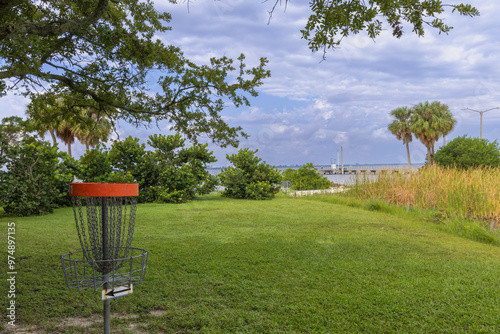 Picnic Island Park City of Tampa Bay Florida USA. A recreation vacation location in Florida that is beachfront and allows dogs to play in the sand. A beautiful mid morning in September 2024