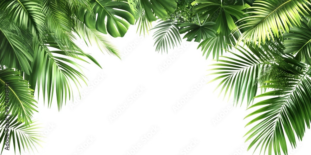 Tropical Palm Leaves Frame on White Background - Minimalistic Design for Graphic Projects Tropical Palm Leaves Frame on White Background - Minimalistic Design for Graphic Projects