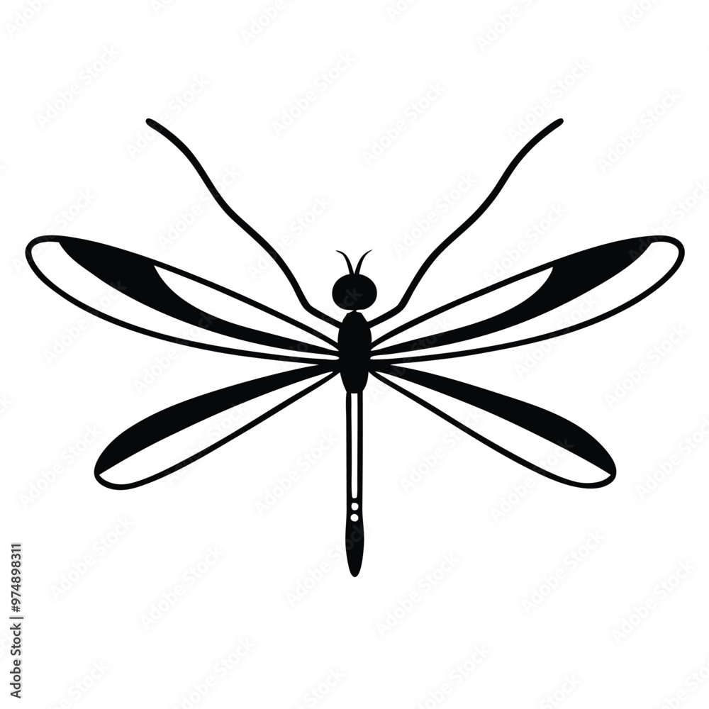 A dragonfly, vector silhouette illustration, isolated white background, A dragonfly, vector silhouette illustration, isolated white background,