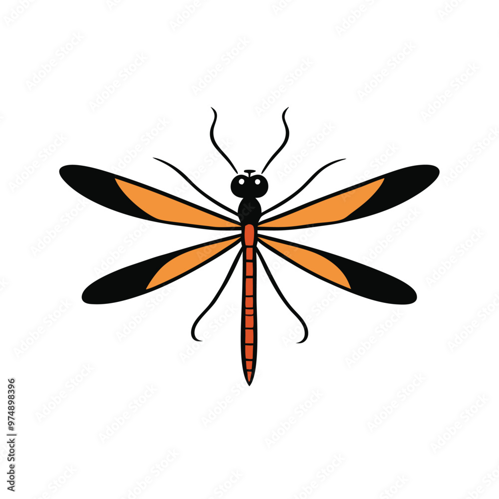 A dragonfly, vector silhouette illustration, isolated white background, A dragonfly, vector silhouette illustration, isolated white background,