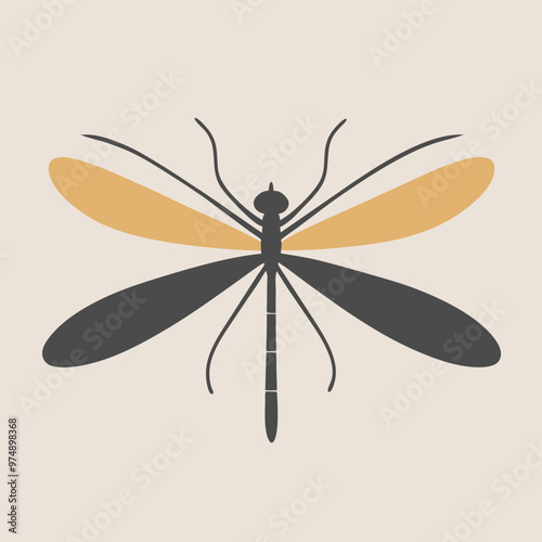 A dragonfly, vector silhouette illustration, isolated white background,