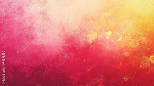 Abstract gradient background blending red, pink, and yellow with a textured noise effect, symbolizing vibrant energy and dynamic emotion