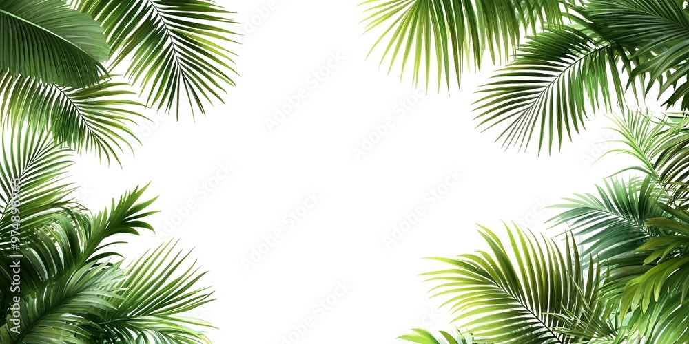 Tropical Palm Leaves Frame on White Background - Minimalistic Design for Graphic Projects Tropical Palm Leaves Frame on White Background - Minimalistic Design for Graphic Projects