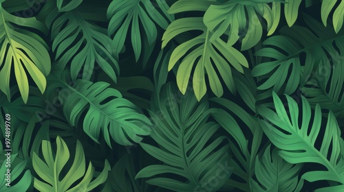 Wallpaper Mural Abstract Tropical Jungle Greenery Leaves Background Wallpaper Design Pattern Created With Ai Torontodigital.ca