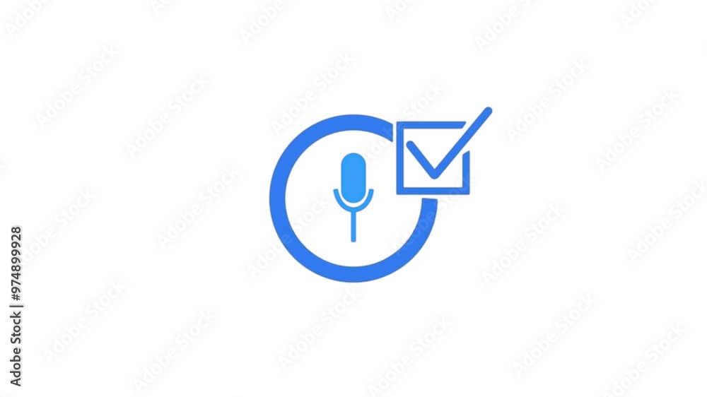 Know your customer voice record concept. Businessman holding identity verification symbol for Increase financial security and blue color animation, whit background, Know your customer voice record concept. Businessman holding identity verification symbol for Increase financial security and blue color animation, whit background,