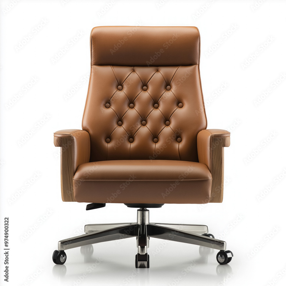 Fototapeta premium Desk And Leather Chair Isolate