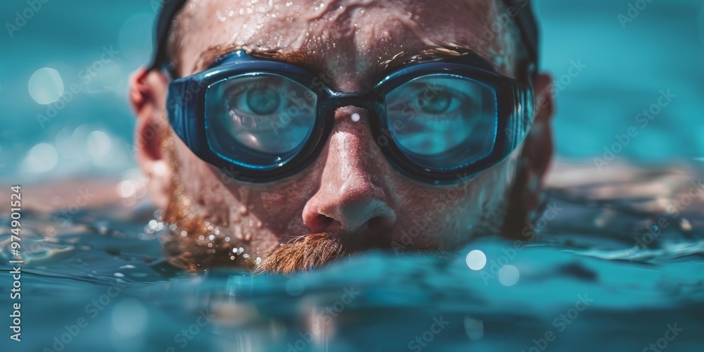 Naklejka premium Close-up of a Swimmer with Goggles