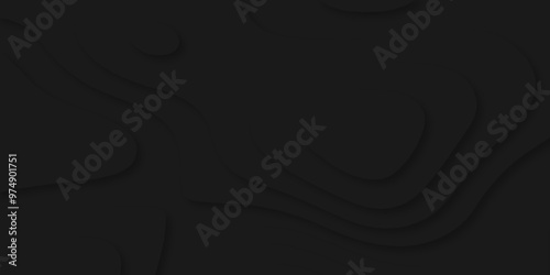 Abstract wave carve diamond line circle creative 3d papercut dark black backdrop background vector. Luxury black wave and empty space for texture art design.