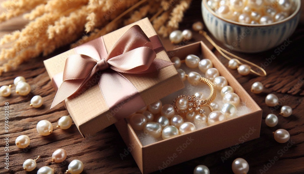 handgefertigter Perlenschmuck in einer Geschenkbox handgefertigter Perlenschmuck in einer Geschenkbox