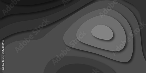Abstract wave carve diamond line circle creative 3d papercut dark black backdrop background vector. Luxury black wave and empty space for texture art design.