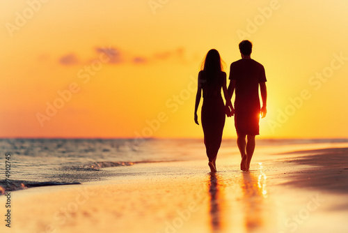 Romantic Beach At Sunset
