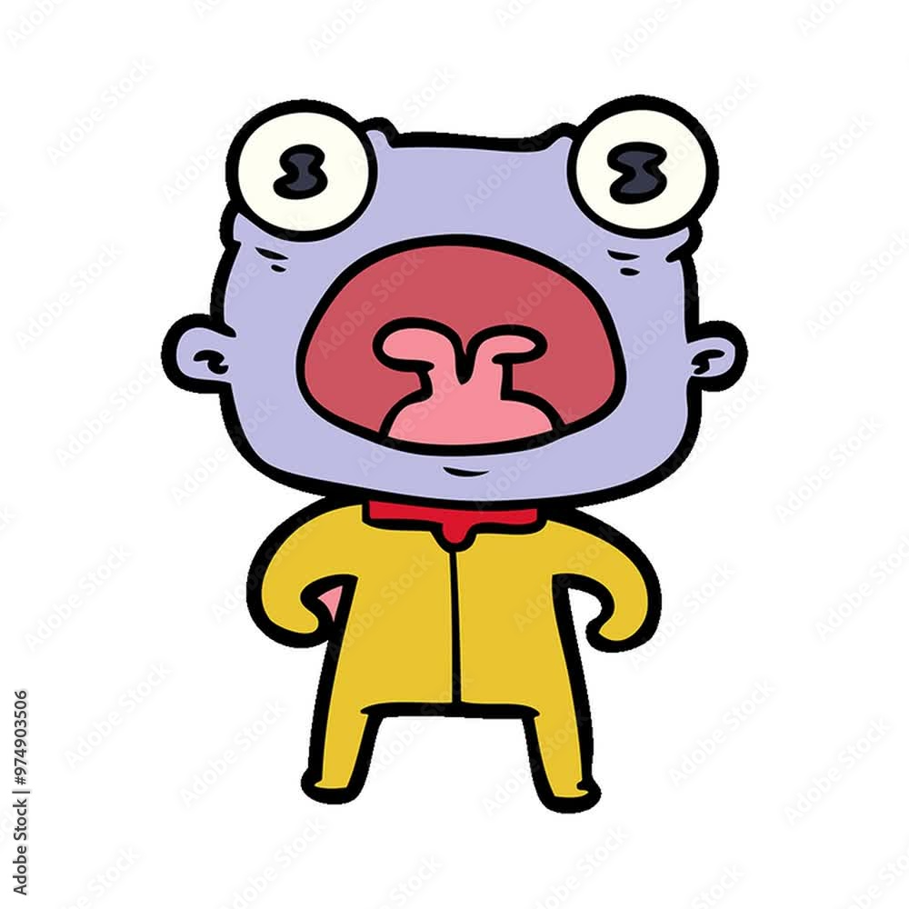 cartoon weird alien shouting