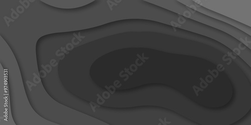 Abstract wave carve diamond line circle creative 3d papercut dark black backdrop background vector. Luxury black wave and empty space for texture art design.