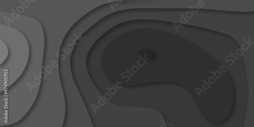 Abstract wave carve diamond line circle creative 3d papercut dark black backdrop background vector. Luxury black wave and empty space for texture art design.