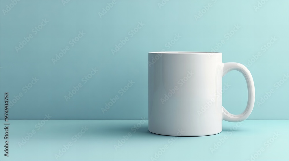 Minimalistic white blank coffee mug with smooth surface for customizable designs in bright natural light new beautiful stock image illustration AI Minimalistic white blank coffee mug with smooth surface for customizable designs in bright natural light new beautiful stock image illustration AI
