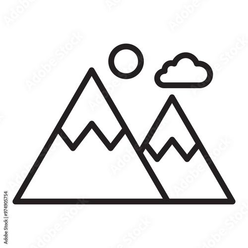 Mountains line icon