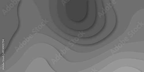 Abstract wave carve diamond line circle creative 3d papercut dark black backdrop background vector. Luxury black wave and empty space for texture art design.