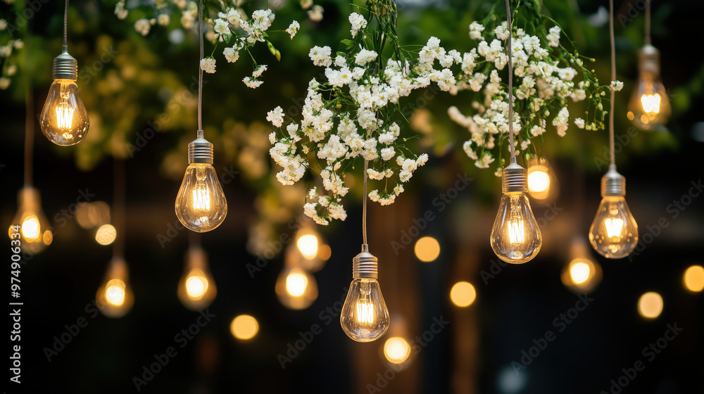 custom made wallpaper toronto digitalClose-Up Of Glowing Electric Bulb, Wedding floral decoration concept, Abstract bulb background