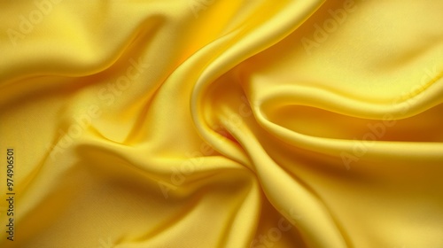 Yellow fabric texture as a background, smooth and flowing,