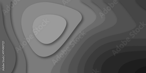 Abstract wave carve diamond topography line circle creative 3d papercut dark black backdrop background vector. Luxury black wave and empty space for texture art design.