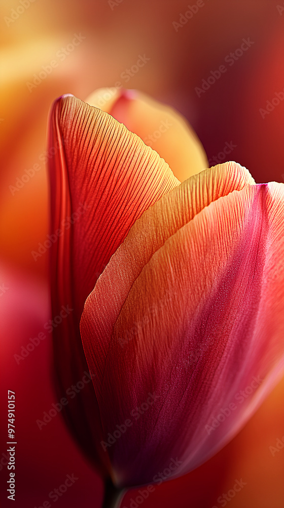 Close-up of tulip petals in warm tones, macro floral photography, abstract petal texture, soft orange and red hues, botanical detail Close-up of tulip petals in warm tones, macro floral photography, abstract petal texture, soft orange and red hues, botanical detail