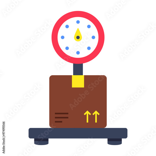 Conceptual flat rounded design icon of parcel weighing