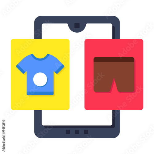 Trendy design icon of mobile shopping 