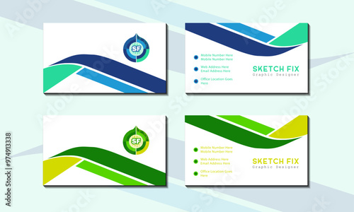simple minimalistic double sided business card vector illustration mockup service