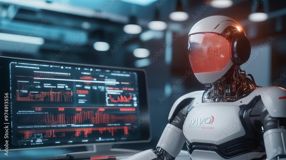 Advanced AI newsroom, holographic news interface, digital data flow Advanced AI newsroom, holographic news interface, digital data flow