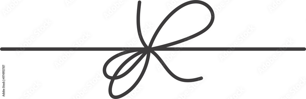 Ribbon bow with knot for present decoration and gift box package. Simple hand drawn string and outline minimal ropes. Thin cute decoration with twine tinsel and yarn with loops. Holiday design Ribbon bow with knot for present decoration and gift box package. Simple hand drawn string and outline minimal ropes. Thin cute decoration with twine tinsel and yarn with loops. Holiday design