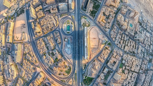 Riyadh City Aerial Panorama at Dusk. AI generated illustration. photo