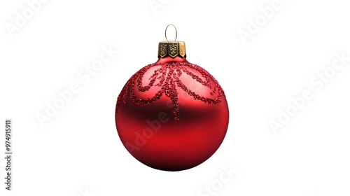 Isolated red Christmas tree ornaments on a transparent background, symbolizing holiday cheer and festive celebrations. Perfect for decorating the tree and adding a touch of traditional Christmas.