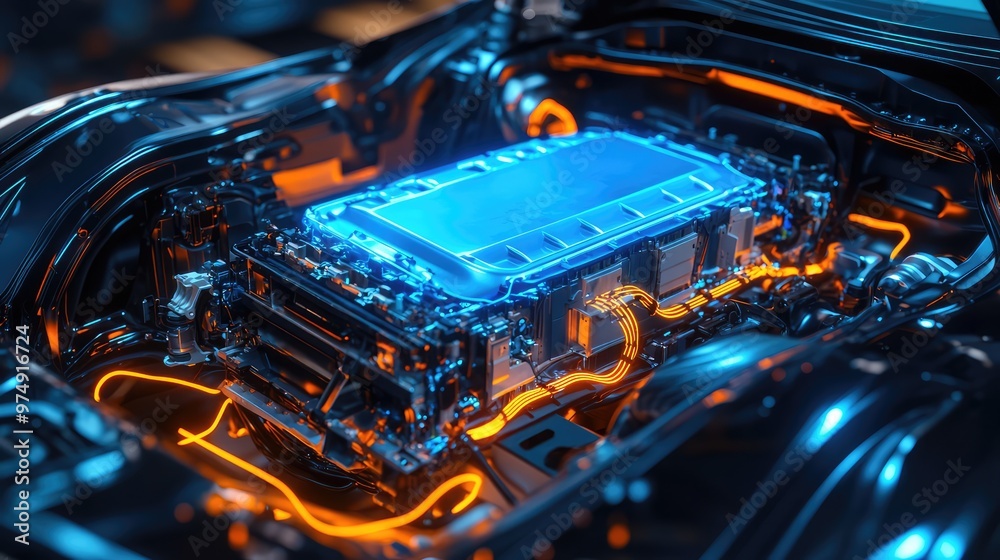 Electric Car Battery Pack. AI generated illustration. Electric Car Battery Pack. AI generated illustration.