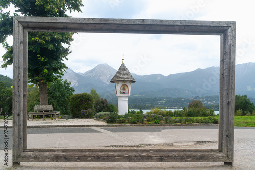 Egger Marterl mit Blick auf den Faaker See und die Berge dahinter in Villach in Kärnten Österreich photo