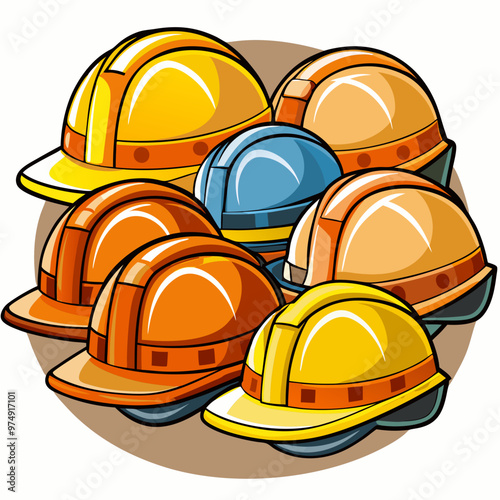 Hard hats vector on white background