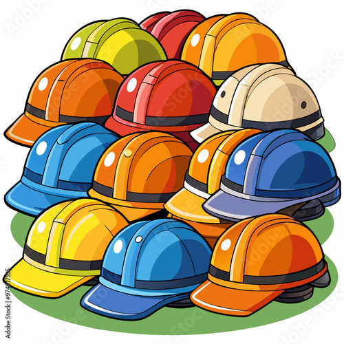 Hard hats vector on white background